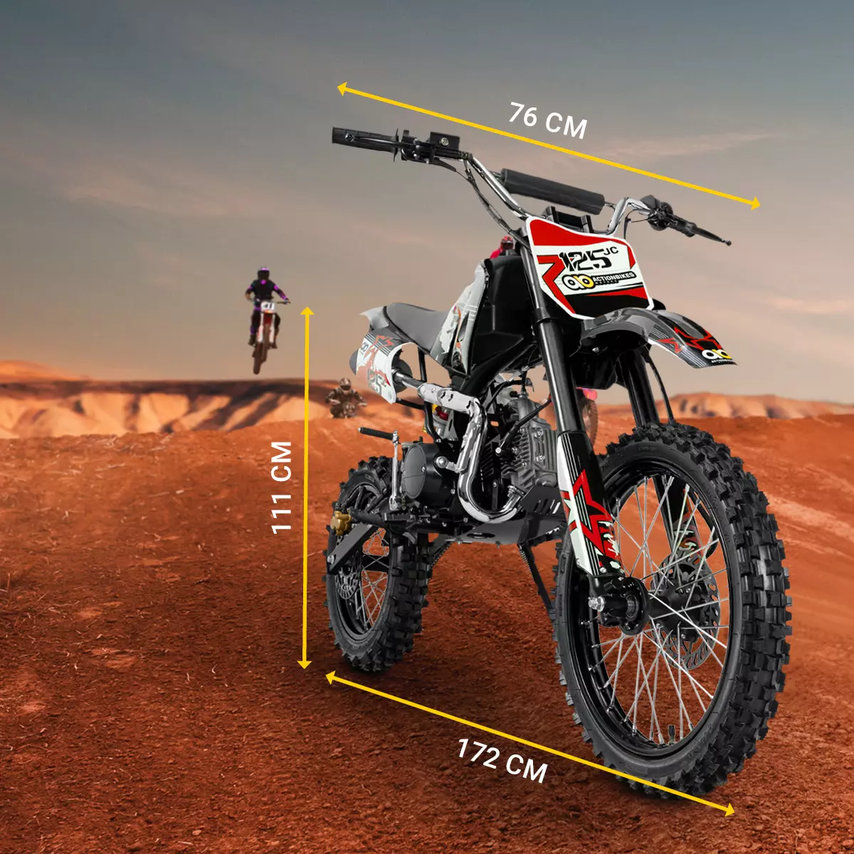 Jugend-Crossbike JC125 von Actionbikes mit Maßen von 172 x 76 x 111 cm