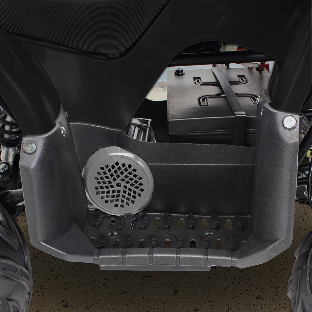 Starker Elektromotor mit bis zu 1.000 Watt Elektromotor im Inneren des Kinderquads mit bis zu 1.000 Watt