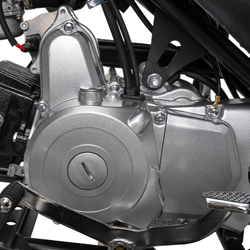 Vergrößerter silberner Benzinmotor des Benzin-Jugend-Quad S-10