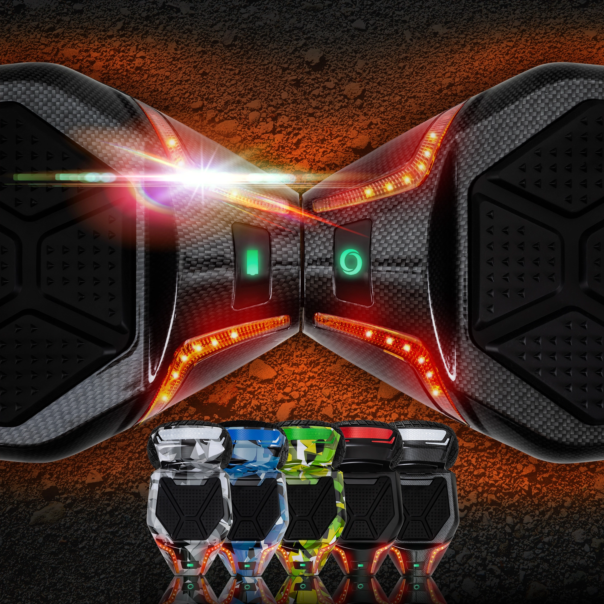Strahlende LED-Beleuchtung Vergrößertes Design des Robway Hoverboards, darunter sechs weitere Farben