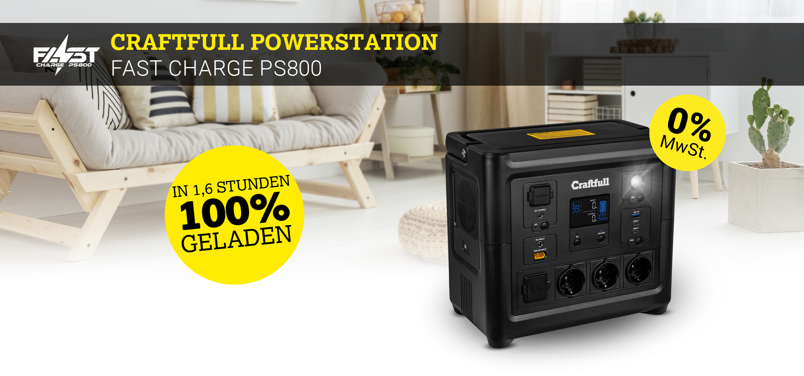 Craftfull Powerstation Fast Charge PS800 steuerfrei PS800 0%