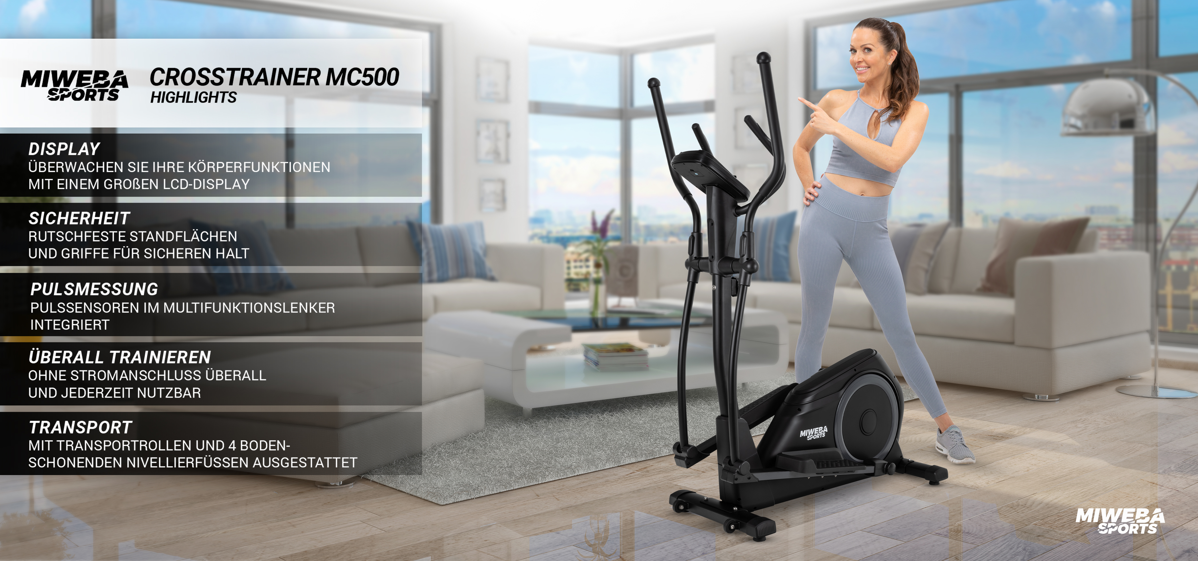 Miweba Sports Crosstrainer MC500 Kate Hall zeigt auf Miweba Sports Miweba Sports Crosstrainer MC500