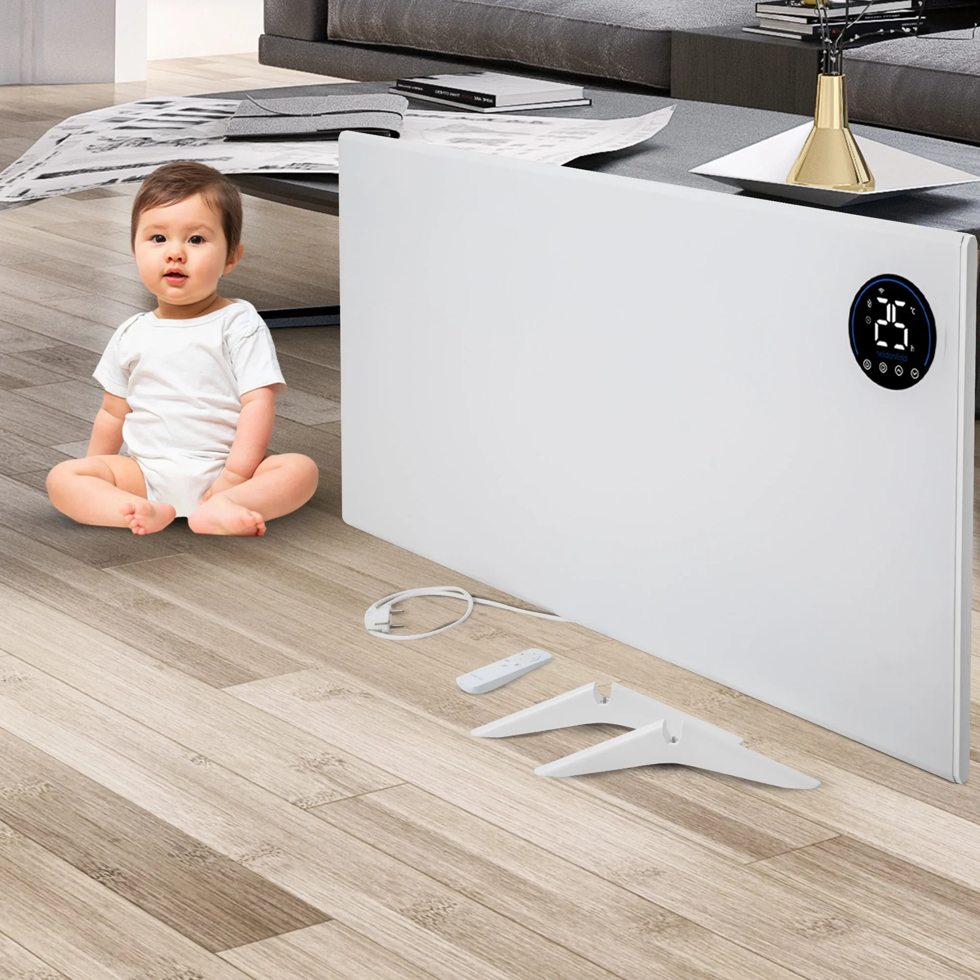 Zuverlässige Sicherheitsfunktionen Baby sitzt neben einer HF-HP150