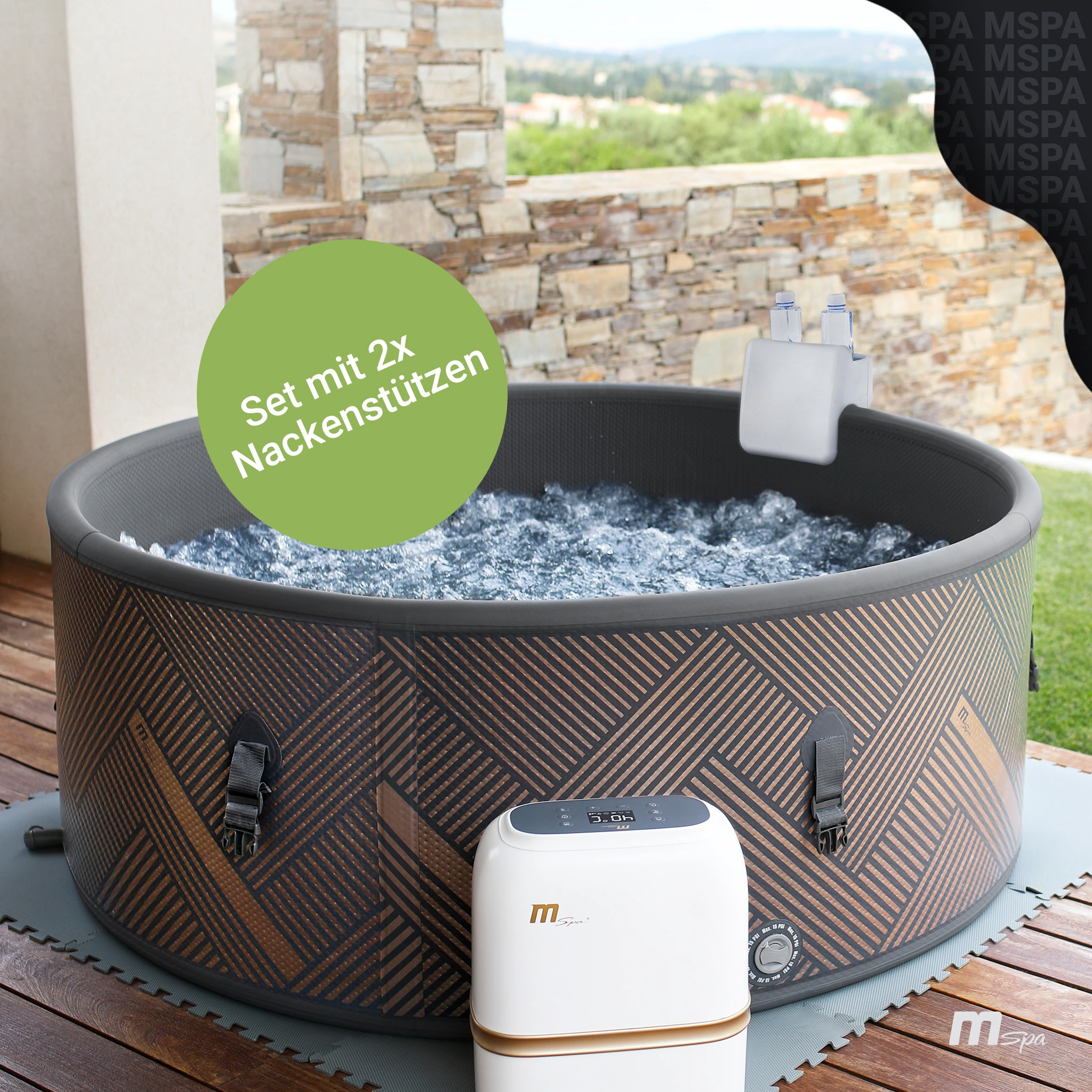 Das praktische MSpa Comfort-Set MSpa Whirlpool Frame Mono mit 2in1 Comfortset