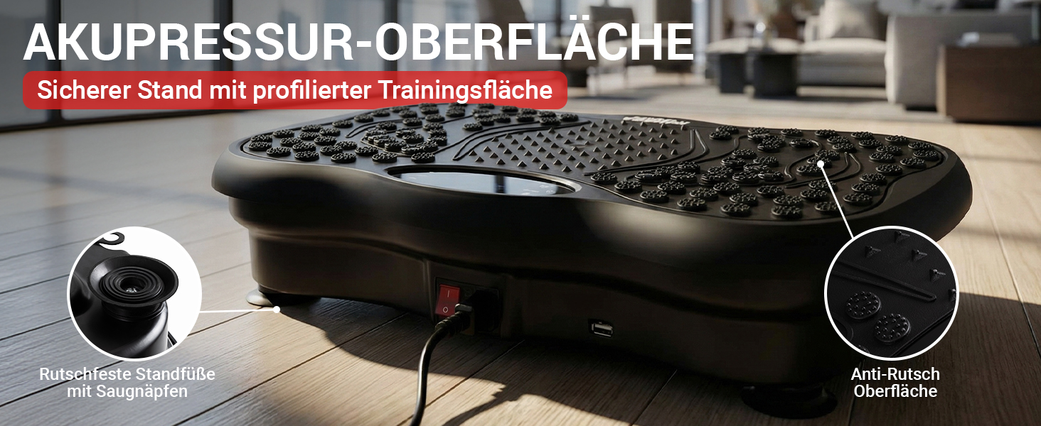 Akupressur-Oberfläche Vibrationsplatte mit Akupressur-Oberfläche, Anti-Rutsch-Beschichtung und rutschfesten Standfüßen