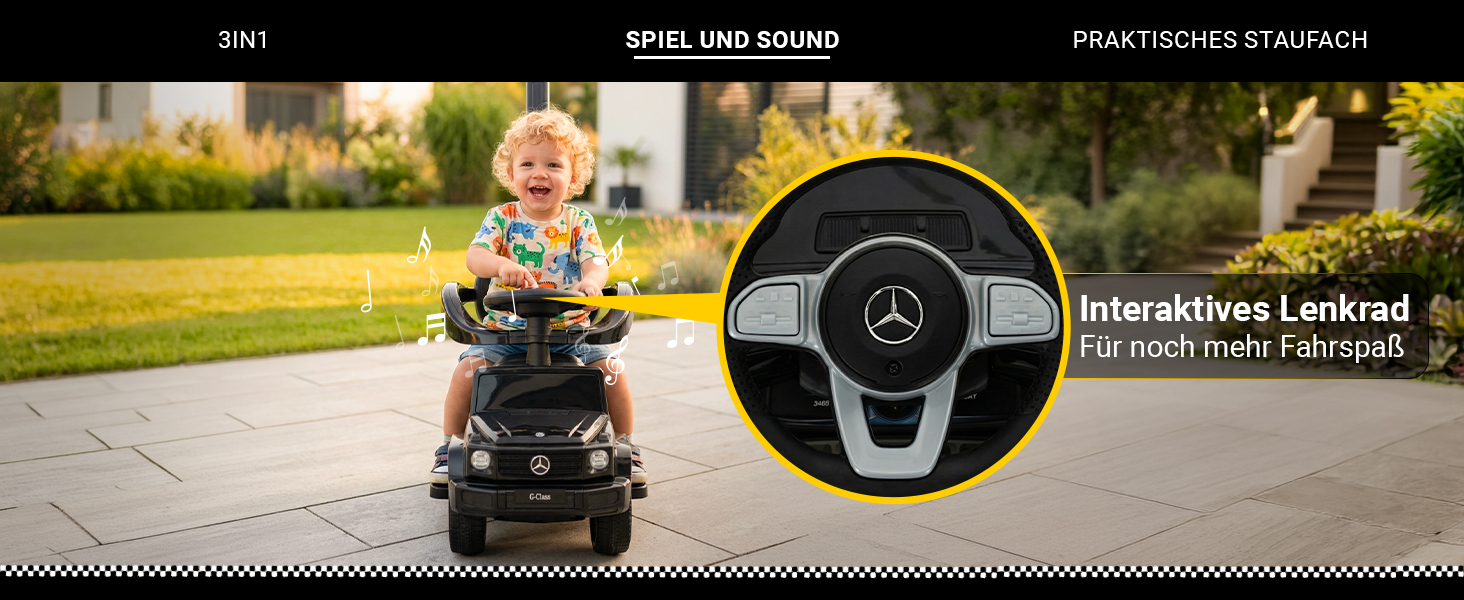 Mercedes G350D Rutschauto mit interaktivem Lenkrad und Soundfunktion f&uuml;r mehr Fahrspa&szlig;