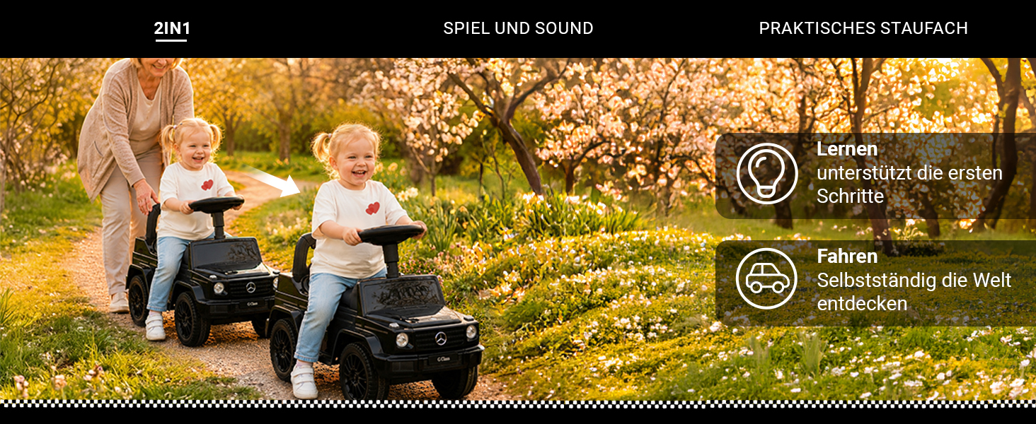 Mercedes G350D Rutschauto mit 2-in-1 Funktion zum Lernen und Fahren