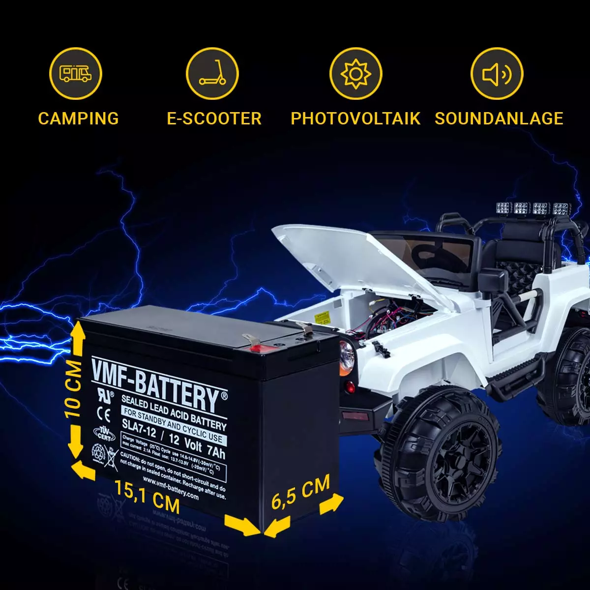 Akku 6 V 12 Ah 12V 10Ah Gel-Batterie – Blei-Gel , Für Kinderautos