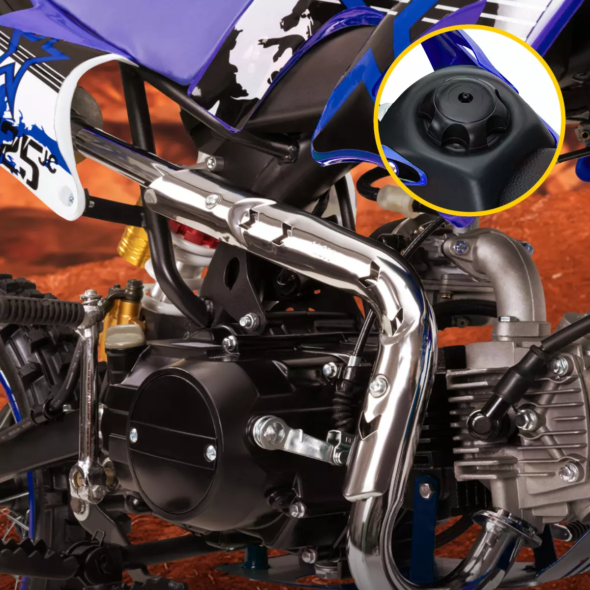 Vergrößerter Benzinmotor des Kinder-Motocross-Bikes von Actionbikes
