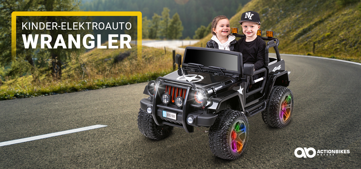 Kinder-Elektroauto Wrangler: 4x4 Jeep 2-Sitzer von Actionbikes