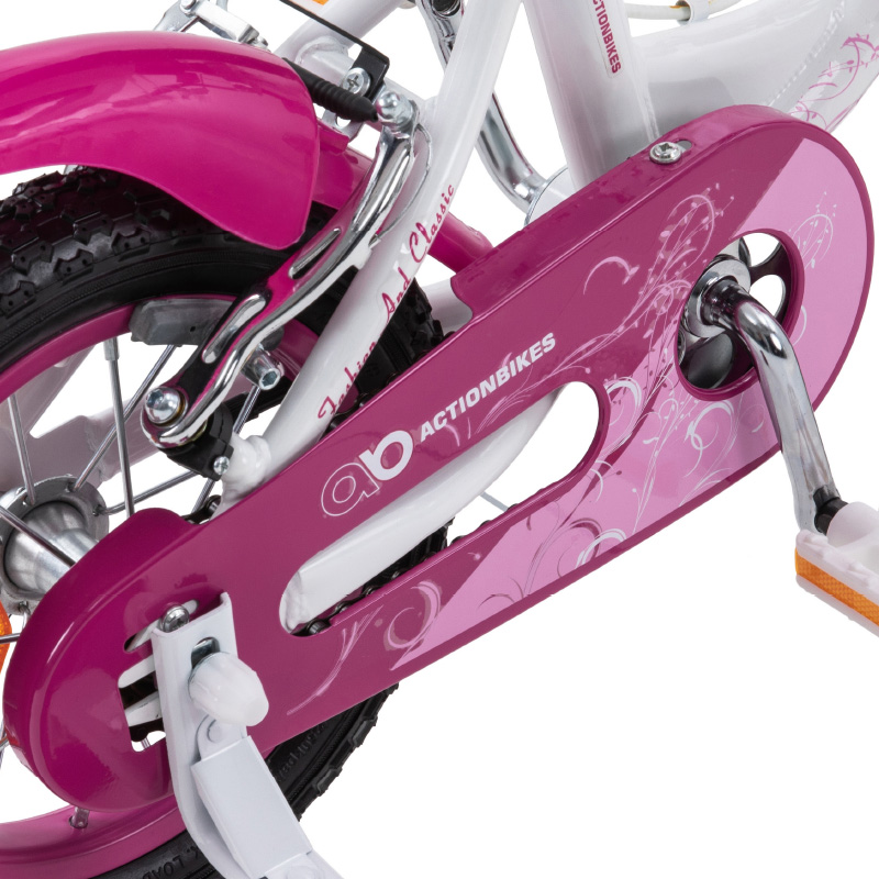 Kinderfahrrad Daisy mit einem geschlossenen Kettenschutz in Pink