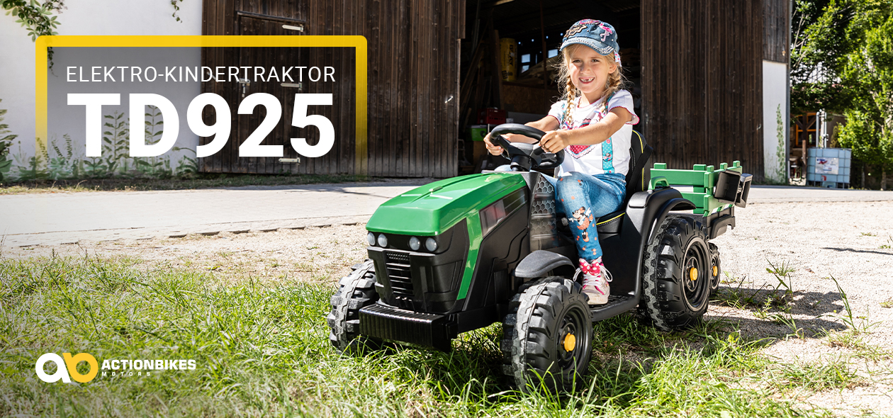 Elektro-Kindertraktor mit Anhänger: Trecker von Actionbikes