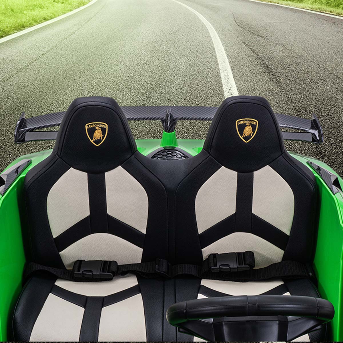 Mit Sicherheitsgurt, Bremsautomatik und Soft-Start-Funktion Kinder-Elektroauto Lamborghini Aventador