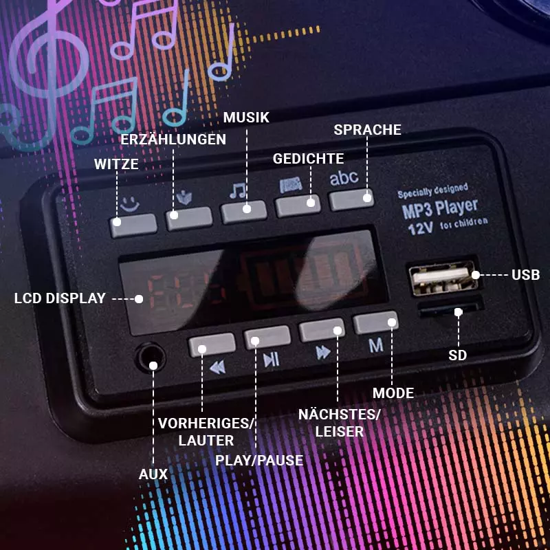 Großes Entertainment dank 6-fach Soundmodul Kinder-Elektroauto Mercedes Benz G63