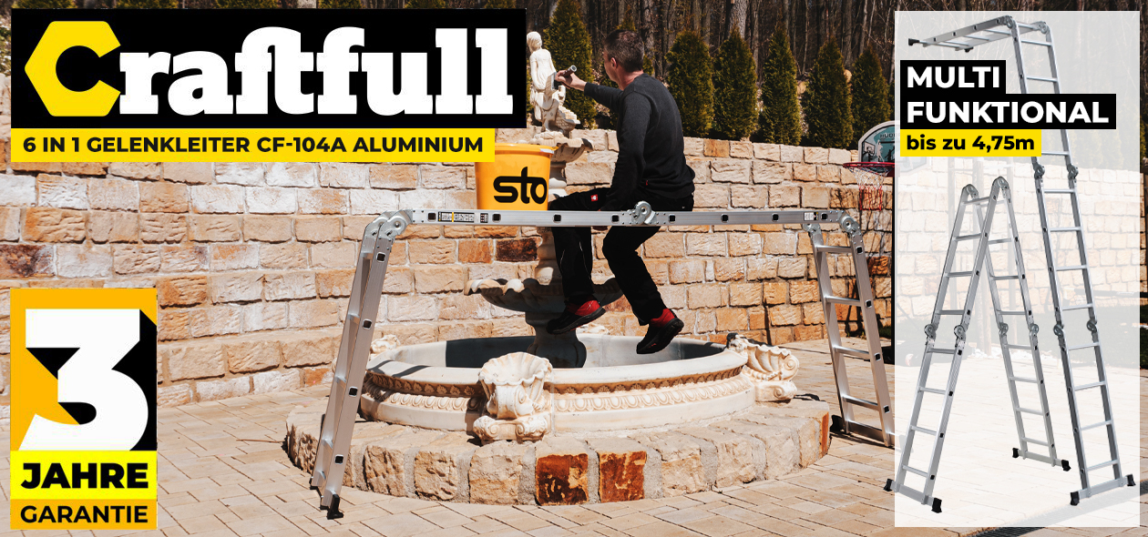 Craftfull 6 in 1 Gelenkleiter CF-104A Aluminium Multifunktionsleiter Craftfull 6 in 1 Gelenkleiter CF-104A Aluminium Multifunktionsleiter