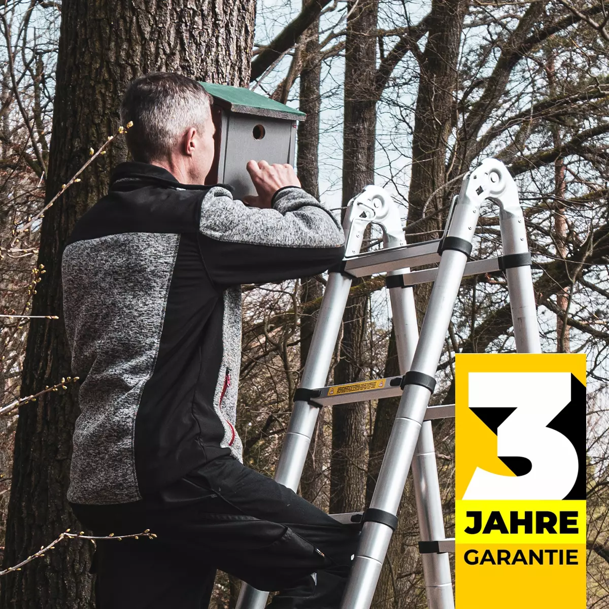 Hochwertige Leiter mit 3 Jahren Garantie Craftfull Klapp-Teleskopleiter CF-102B