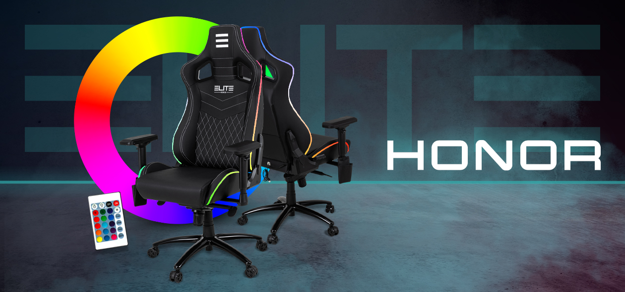 ELITE Gaming-Stuhl HONOR Zwei Elite Gaming-Stühle Honor, Rücken an Rücken mit Fernbedienung für RGB-Beleuchtung