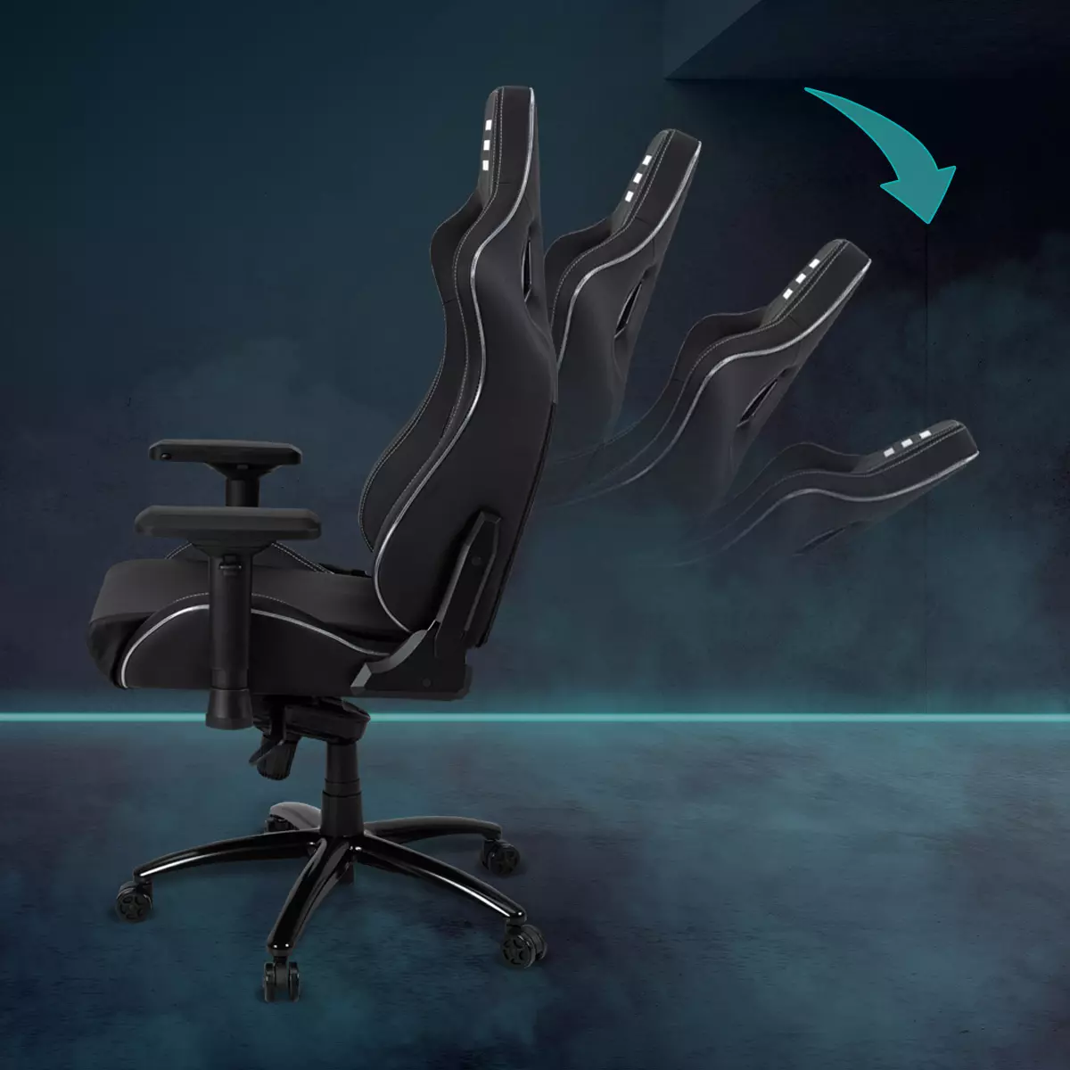Hohe Lehne, um 90 Grad klappbar Elite Gaming-Stuhl Honor von der Seite mit nach hinten klappbarer Rückenlehne