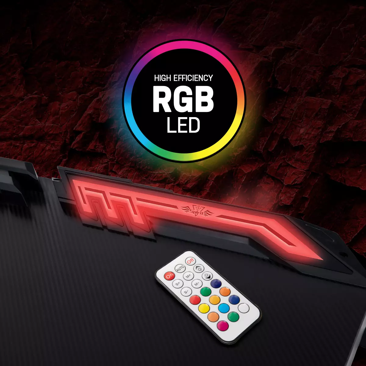 Die RGB-Beleuchtung des Gaming-Schreibtischs ist über die Fernbedienung steuerbar