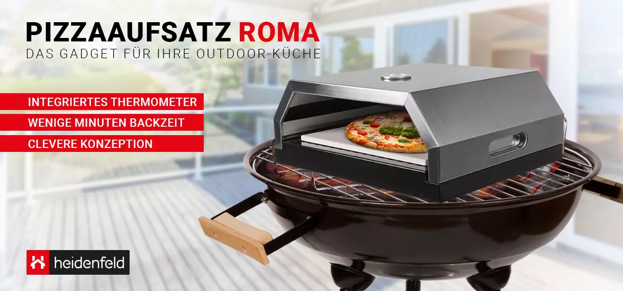 Heidenfeld Pizzaaufsatz Roma für Gasgrill & Holzkohlegrill