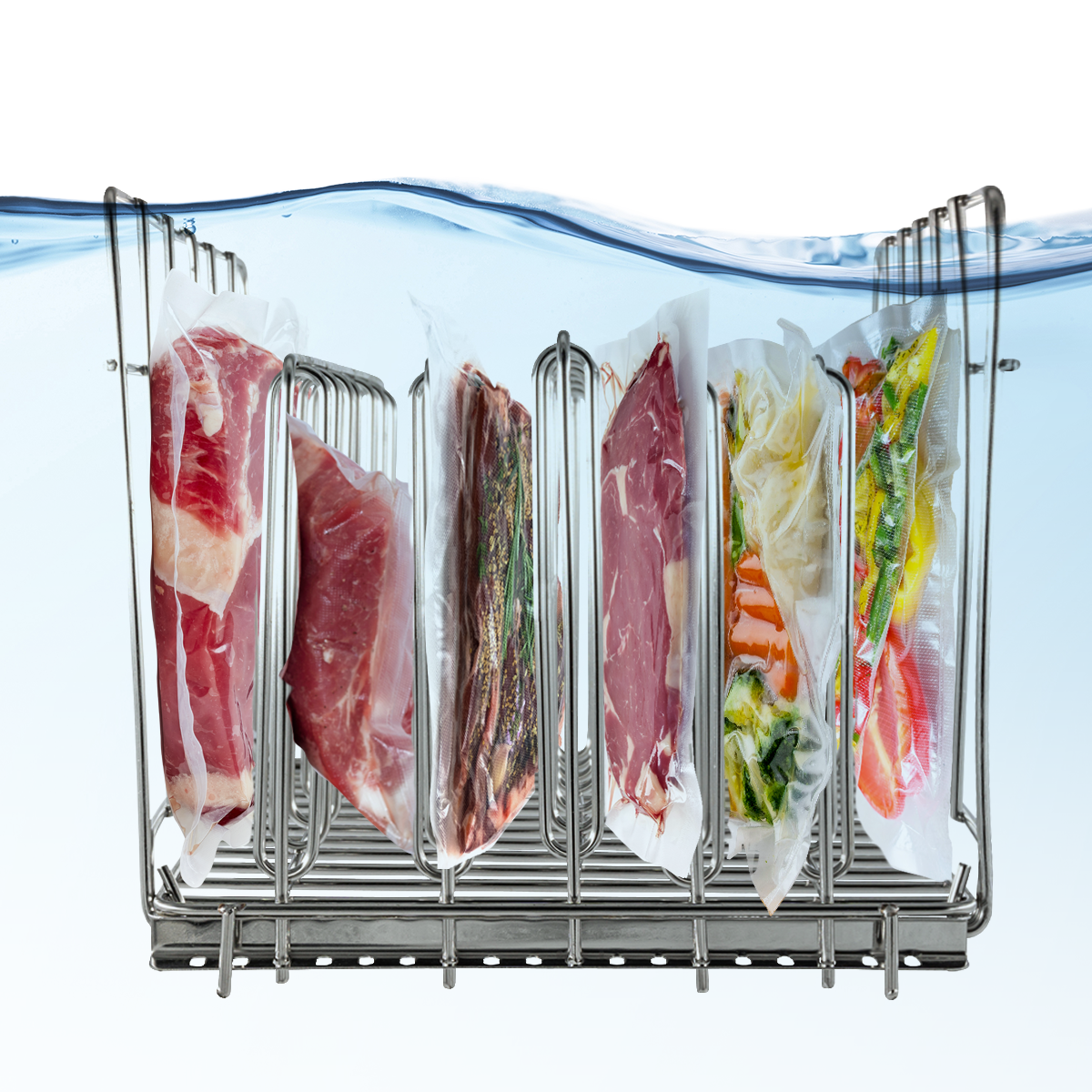 Sous-Vide-Gestell mit 5 Einsätzen Heidenfeld Sous-Vide-Rack SVR24