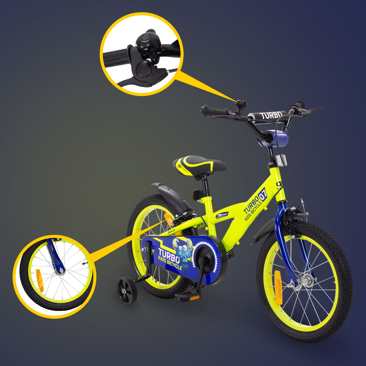 Immer die volle Aufmerksamkeit dank Reflektoren, Katzenaugen, Klingel und Co. Actionbikes Kinderfahrrad Turbo 16 Zoll