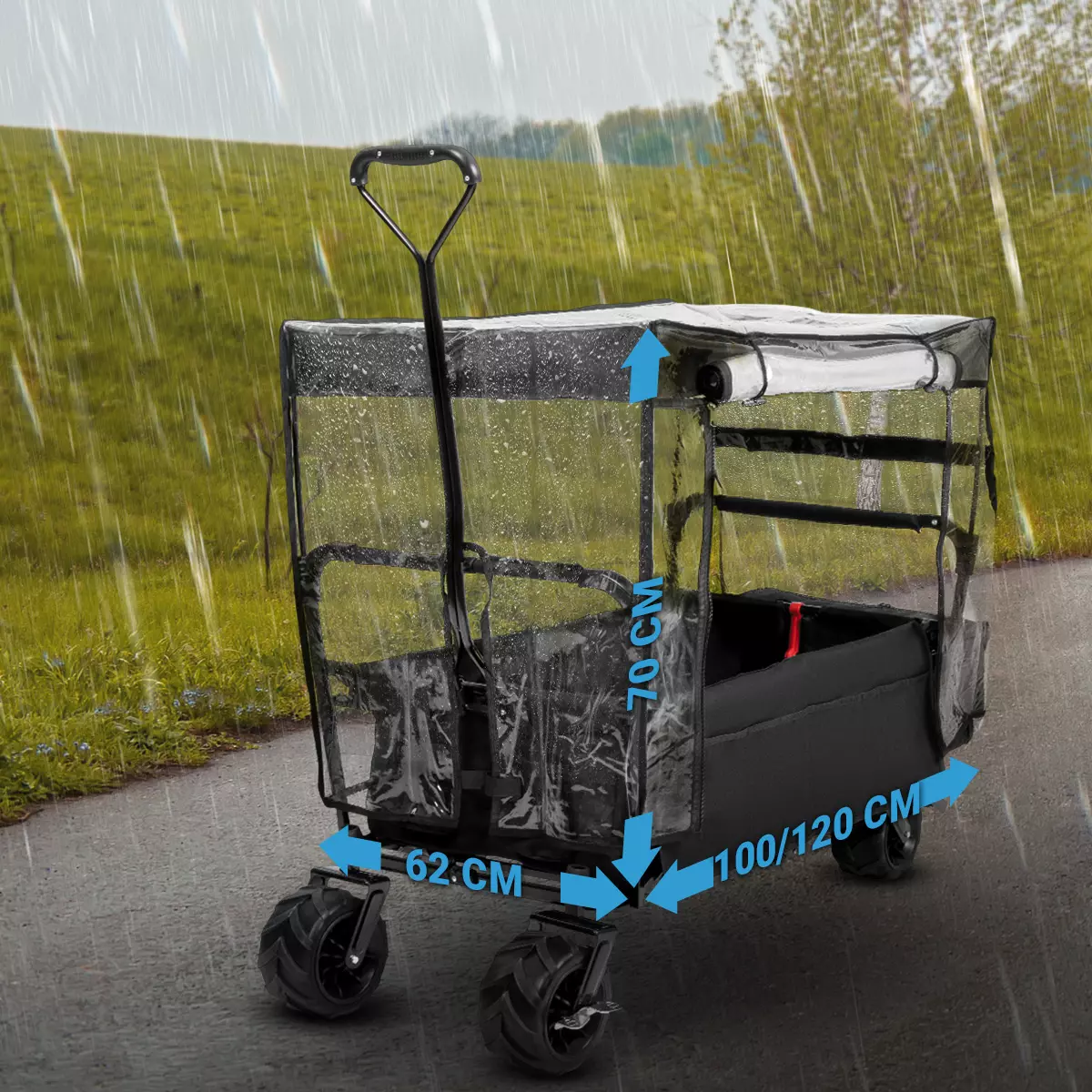 IMLEX Regenschutz Zubehör für IM-4268 Bollerwagen Regenabdeckung  Regenschutzhülle für klappbaren Bollerwagen mit Schiebegriff: :  Spielzeug